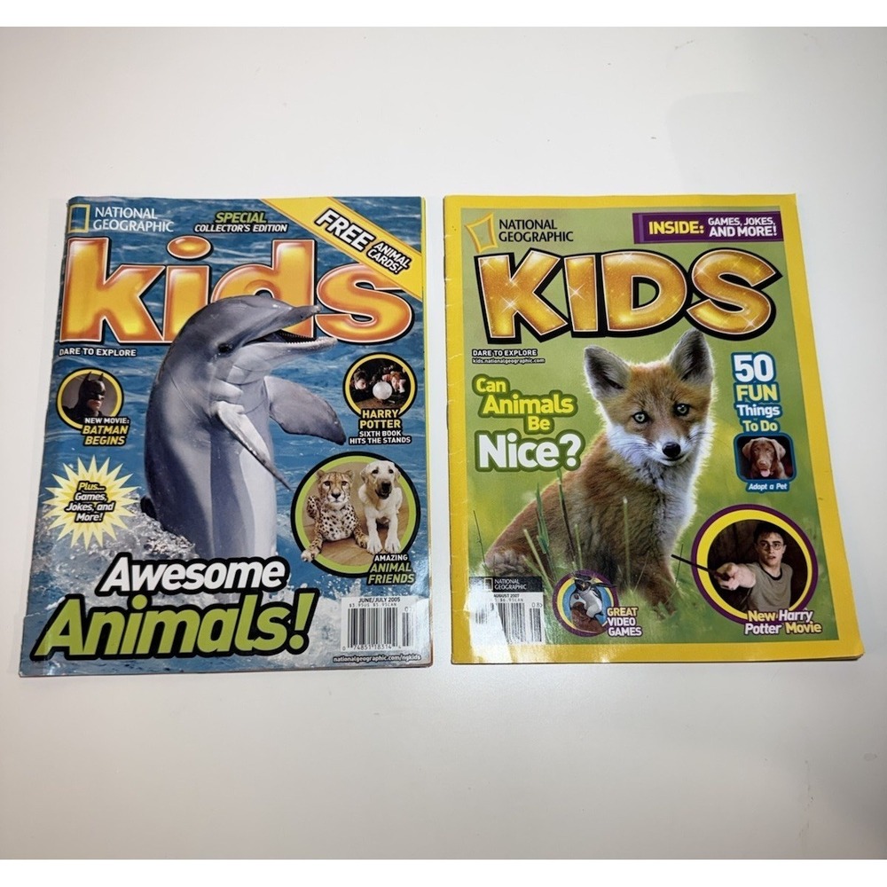 National Geographic Kids Mag Lot 2005 2007 Animals Fox Harry Potter 2pc